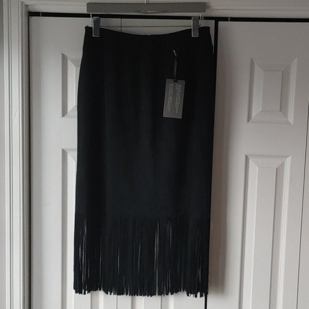 Mblm black suede like fringe skirt  Size 1